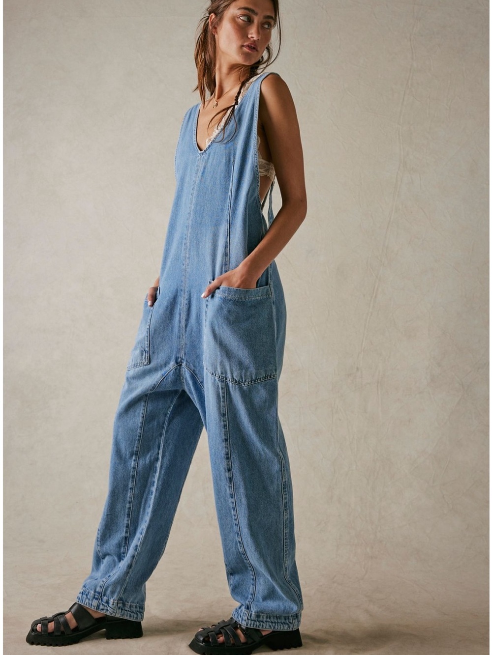 Free people high roller overalls light blue (Kansas)